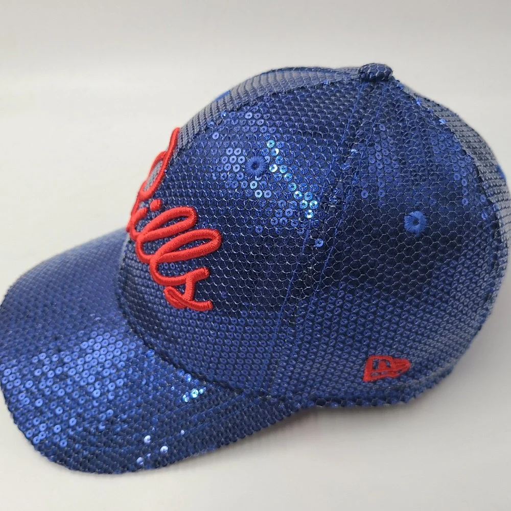 Women Buffalo Bills Hat Snapback New Era 9Forty Blue Red NFL Sequins Script Logo